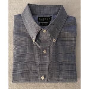 Ralph Lauren CL-Fit Men's Dress Shirt Size 17.5-33 Black/Grey Criss Cross A+